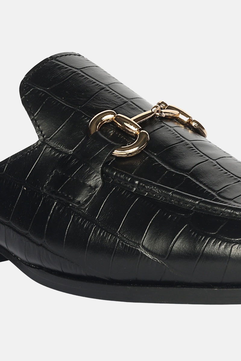  Saint G Savannah Croco - Heeled Mule - Black - Bonton