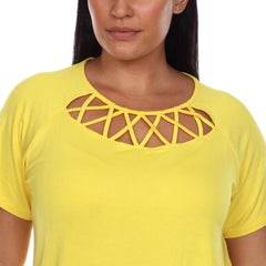 Plus Size Crisscross Cutout Short Sleeve Top