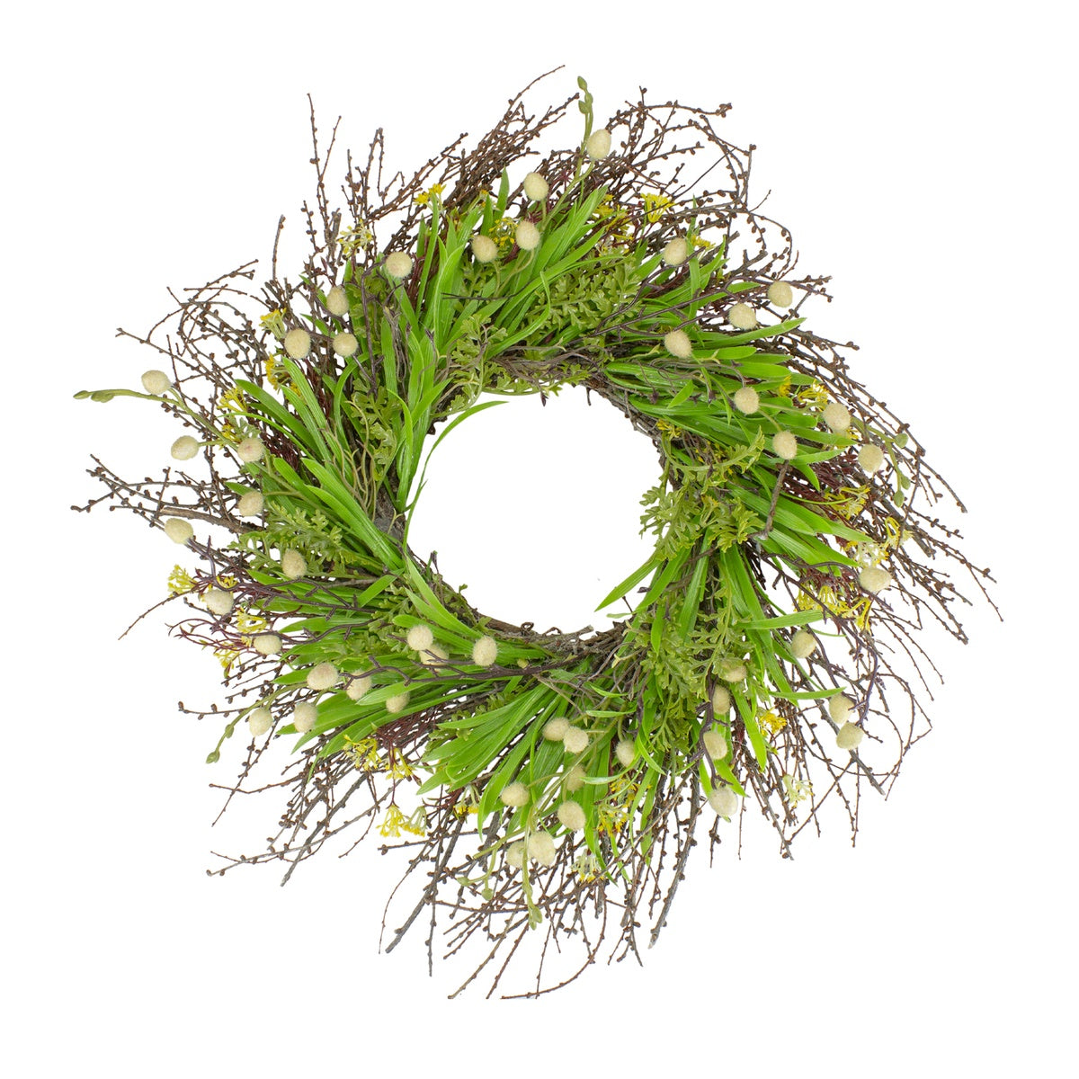  Northlight Burrs and Brush Artificial Floral Spring Wreath  Green and Yellow - 18-Inch - Default Title - Bonton