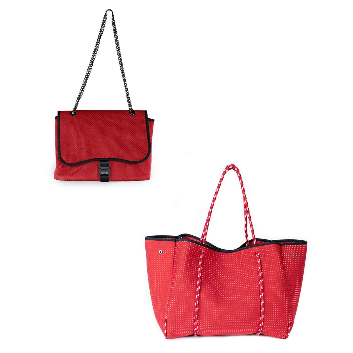  Pop Ups Brand Flap Crossbody + Everyday Tote - Red - Default Title - Bonton