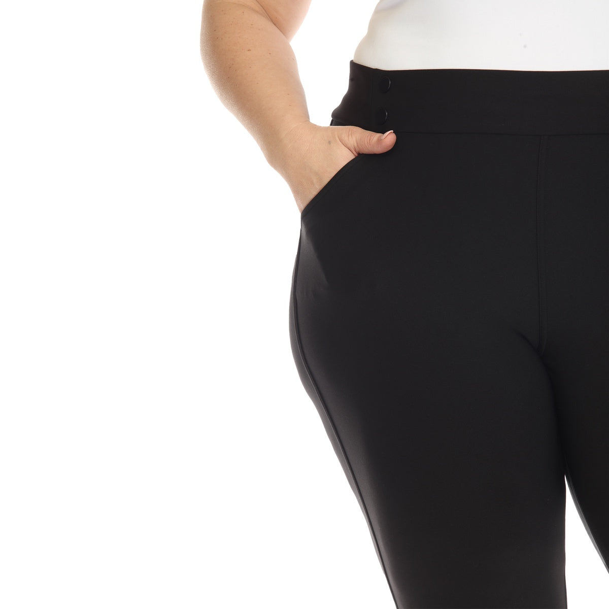  White Mark Plus Size Super Soft Elastic Waistband Scuba Pants - 1X - Bonton