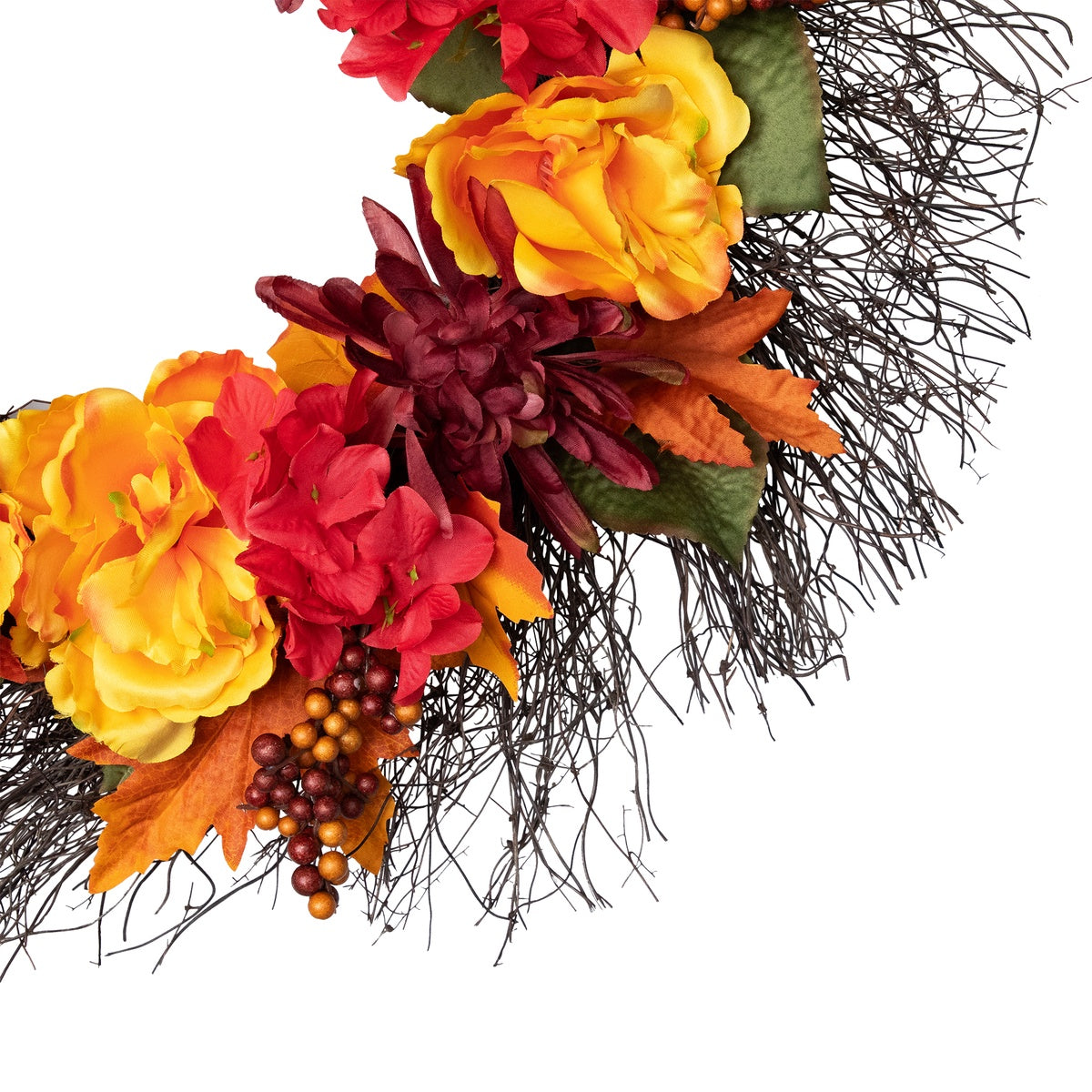  Northlight Peony and Mum Artificial Fall Harvest Wreath  24-Inch - Default Title - Bonton