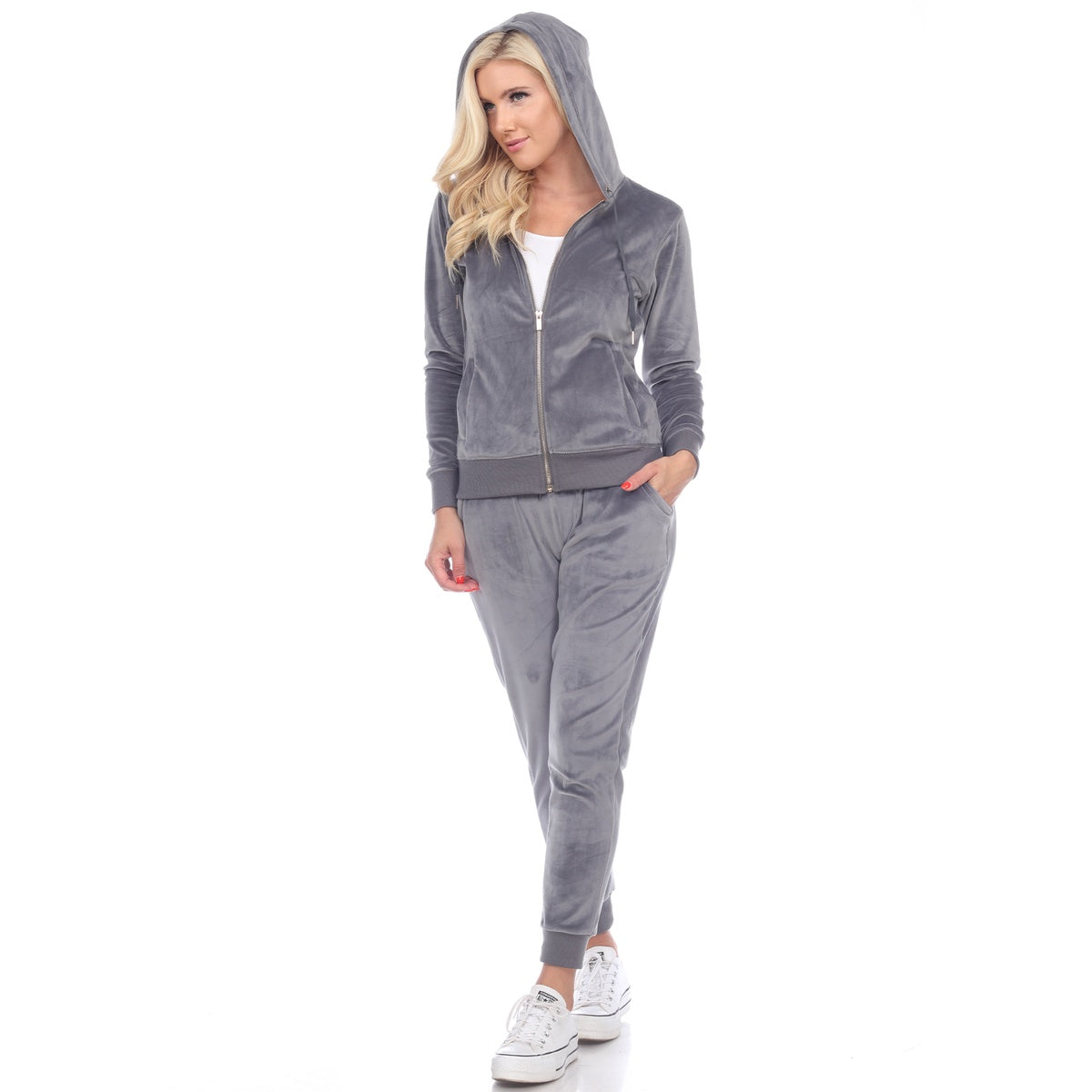  White Mark Women's 2 Piece Velour Tracksuit Set - S - Bonton