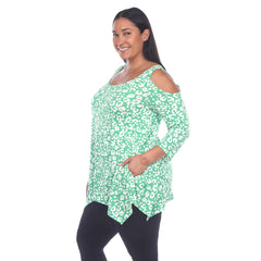 Plus Size Leopard Cold Shoulder Tunic