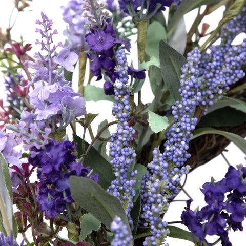 Lavender Artificial Spring Floral Wreath  Purple and Green - 18-Inch
