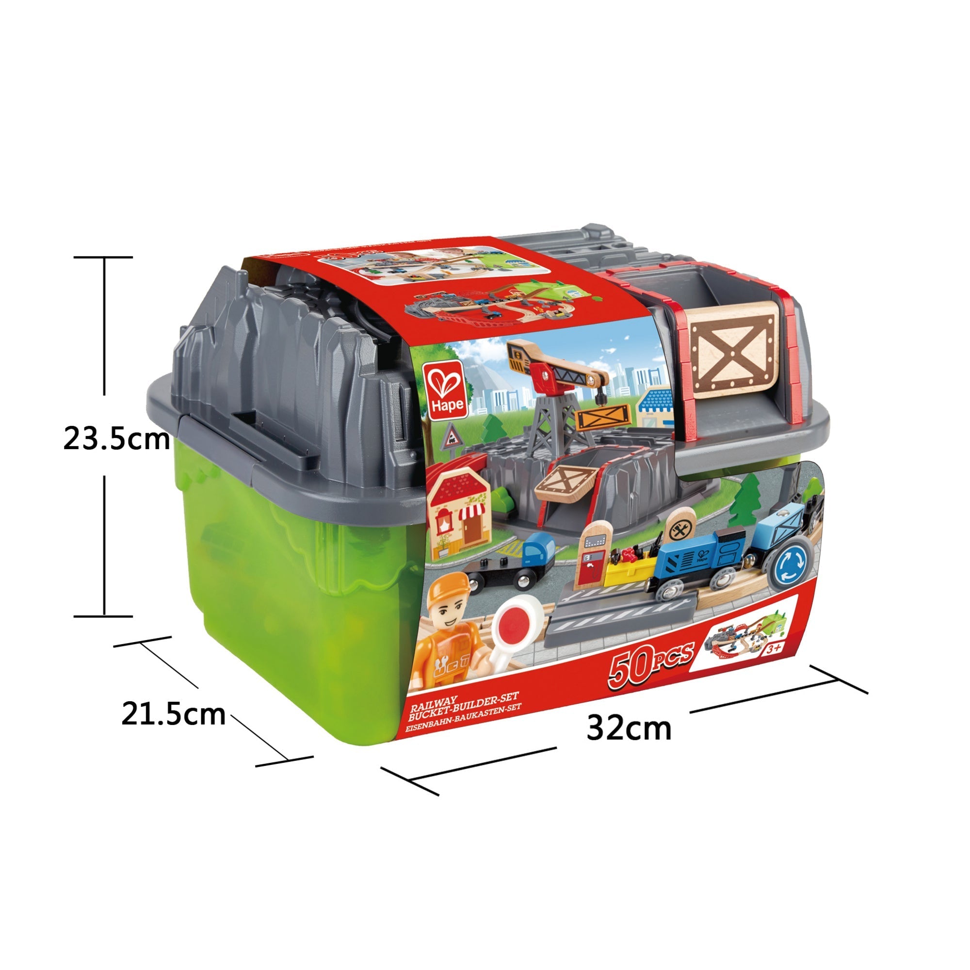  Hape Hape Train Building Set in a Bucket, 50 Pieces - Multi - Bonton