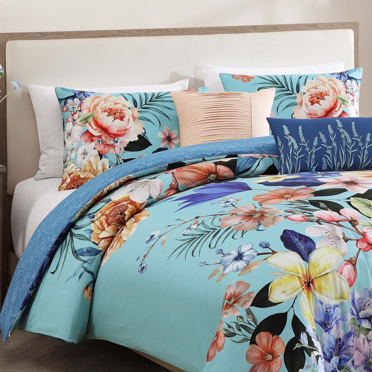  Bebejan Bebejan Turquoise Reverie 5 Piece Reversible Comforter Set - QUEEN - Bonton