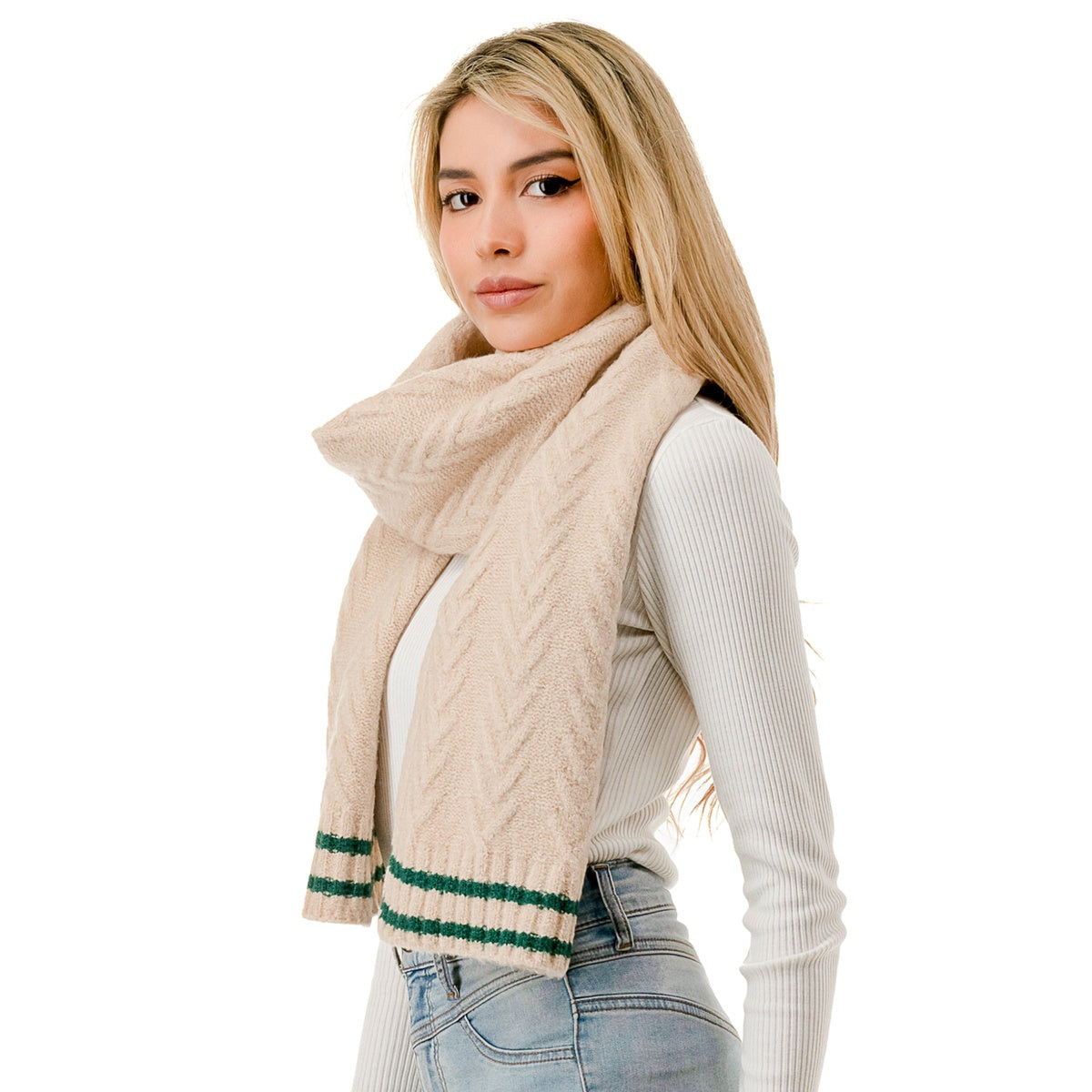  Marcus Adler Knit Varsity Scarf - Green - Bonton