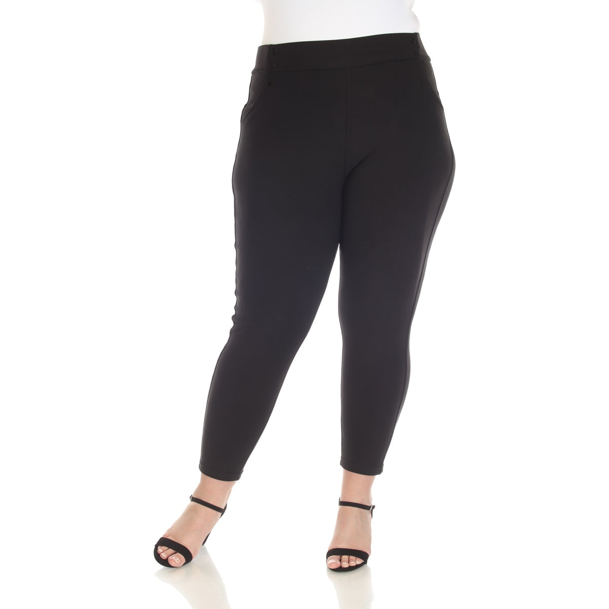  White Mark Plus Size Super Soft Elastic Waistband Scuba Pants - 1X - Bonton