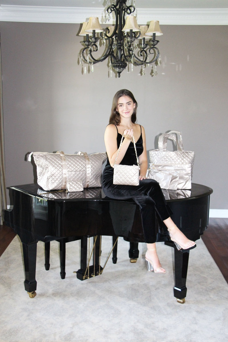  Lemonbella The Carly Trio Wristlet Champagne 3/15 Ship Date - Gold Patent - Bonton