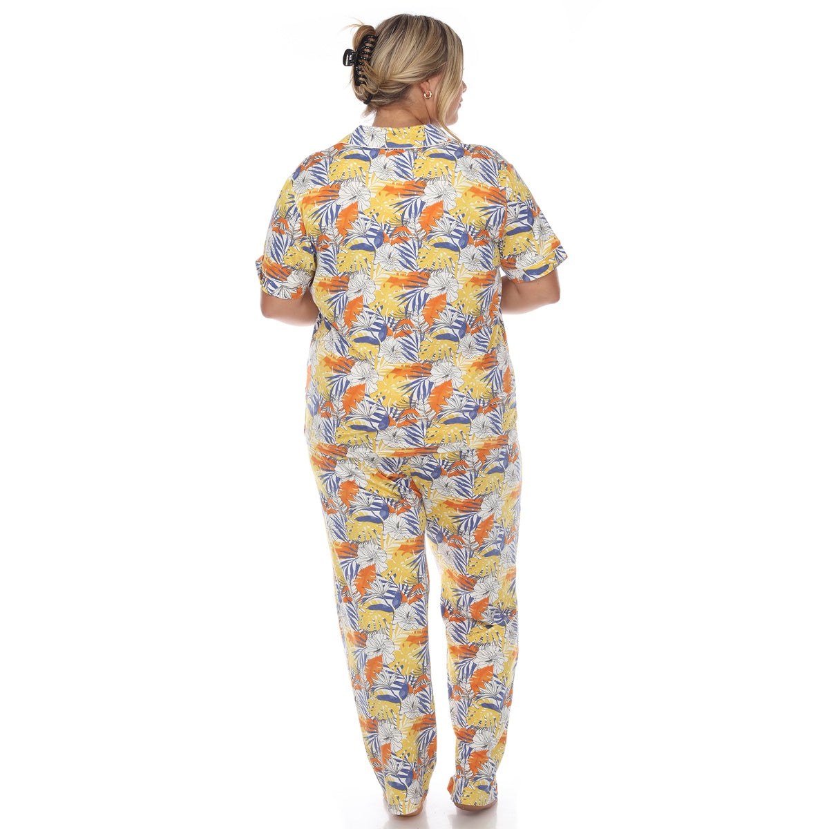  White Mark Plus Size Tropical Print Pajama Set - 1X - Bonton