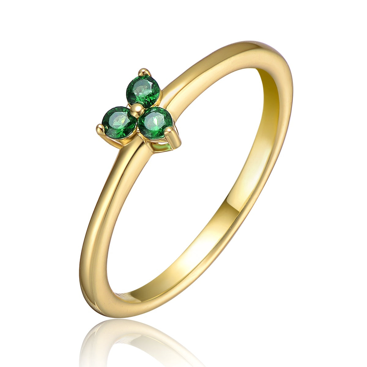  GigiGirl 14K Gold Plated With 3-Stone Green or Pink Cubic Zirconia Solitaire Ring - 3 - Bonton