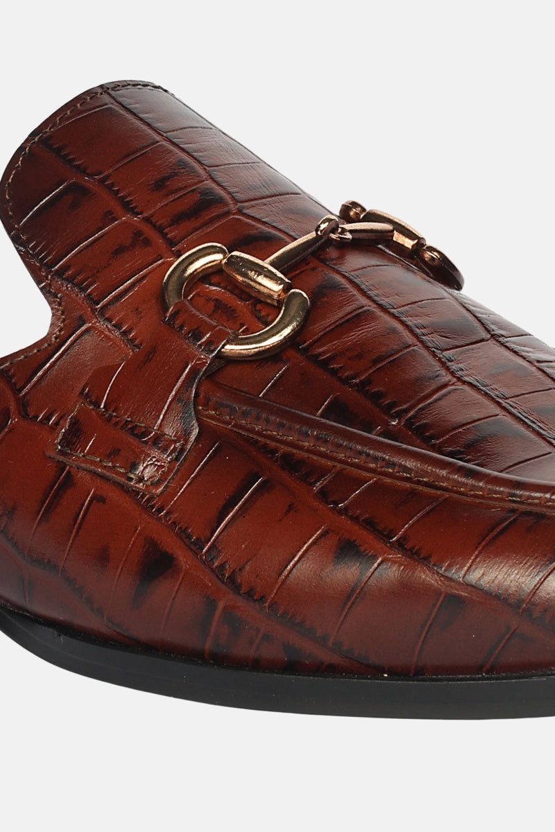  Saint G Savannah Croco - Heeled Mule - Chocolate - Bonton