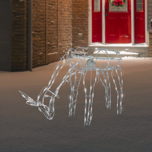 Lighted Feeding Reindeer Animated Outdoor Christmas Decoration - 42" - Clear Lights