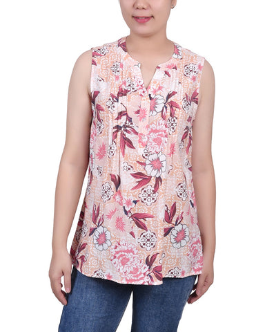 Sleeveless Pintucked Blouse