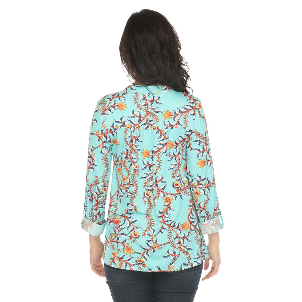  White Mark Women's Paisley Button Front Tunic Top - S - Bonton