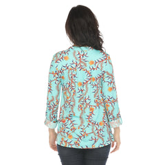 Women's Paisley Button Front Tunic Top