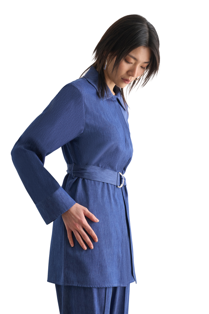  Mizalle Denim Belted Tunic - Tunic - Indigo - Bonton