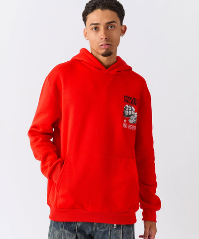 Hustle Over Hype Embroidered Hoodie - Red