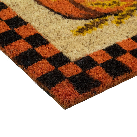 Checkered Fall Harvest Pumpkin Doormat 18" X 30"