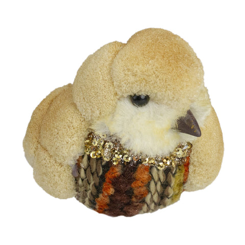 Autumn Harvest Twig Bird With Sequins - 8.5" - Orange and Brown