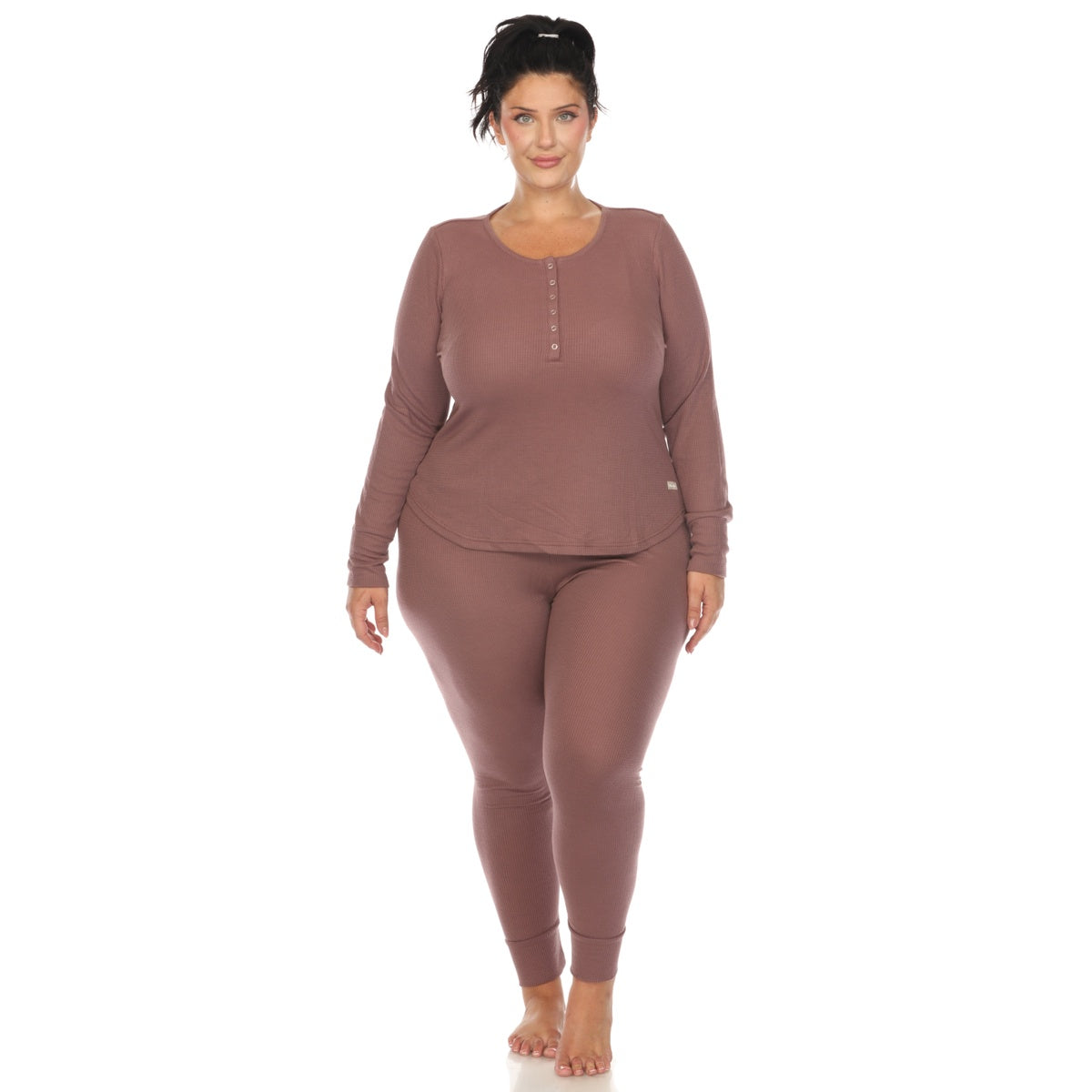  White Mark Plus Size Waffle Pajama Set - 1X - Bonton