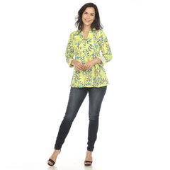 Women's Paisley Button Front Tunic Top