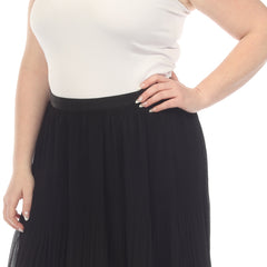 Plus Size Pleated Chiffon Midi Skirt