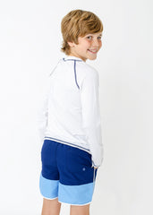 Boys White Long Sleeve Cabana Rashguard