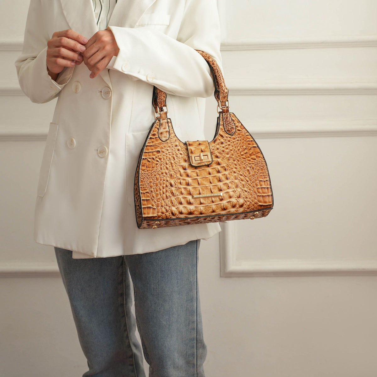  MKF Collection Ava Crocodile Tote Bag - Croco Cognac - Bonton