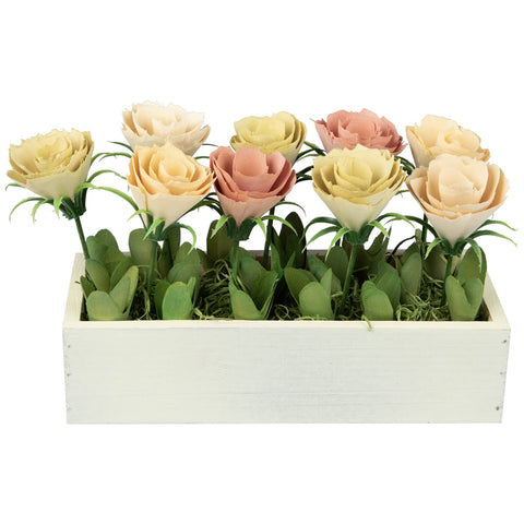 9.5" Yellow and White Potted Springtime Artificial Flowers
