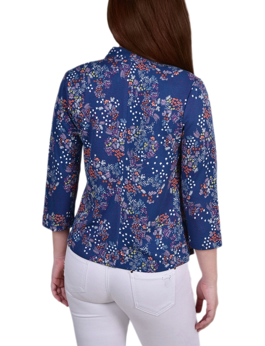  NY Collection Long Sleeve Ponte Jacket - Plum Caspia - Bonton