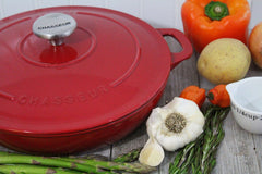 French Enameled Cast Iron Braiser With Lid, 1.8-Quart, Red