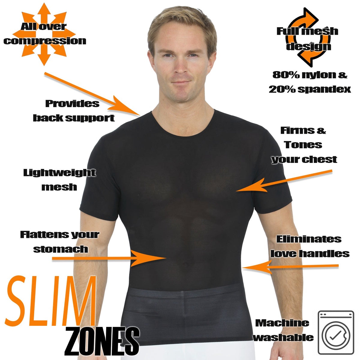  InstantFigure Insta Slim Power Mesh Compression Crew Neck 180TS0001 - Black - Bonton