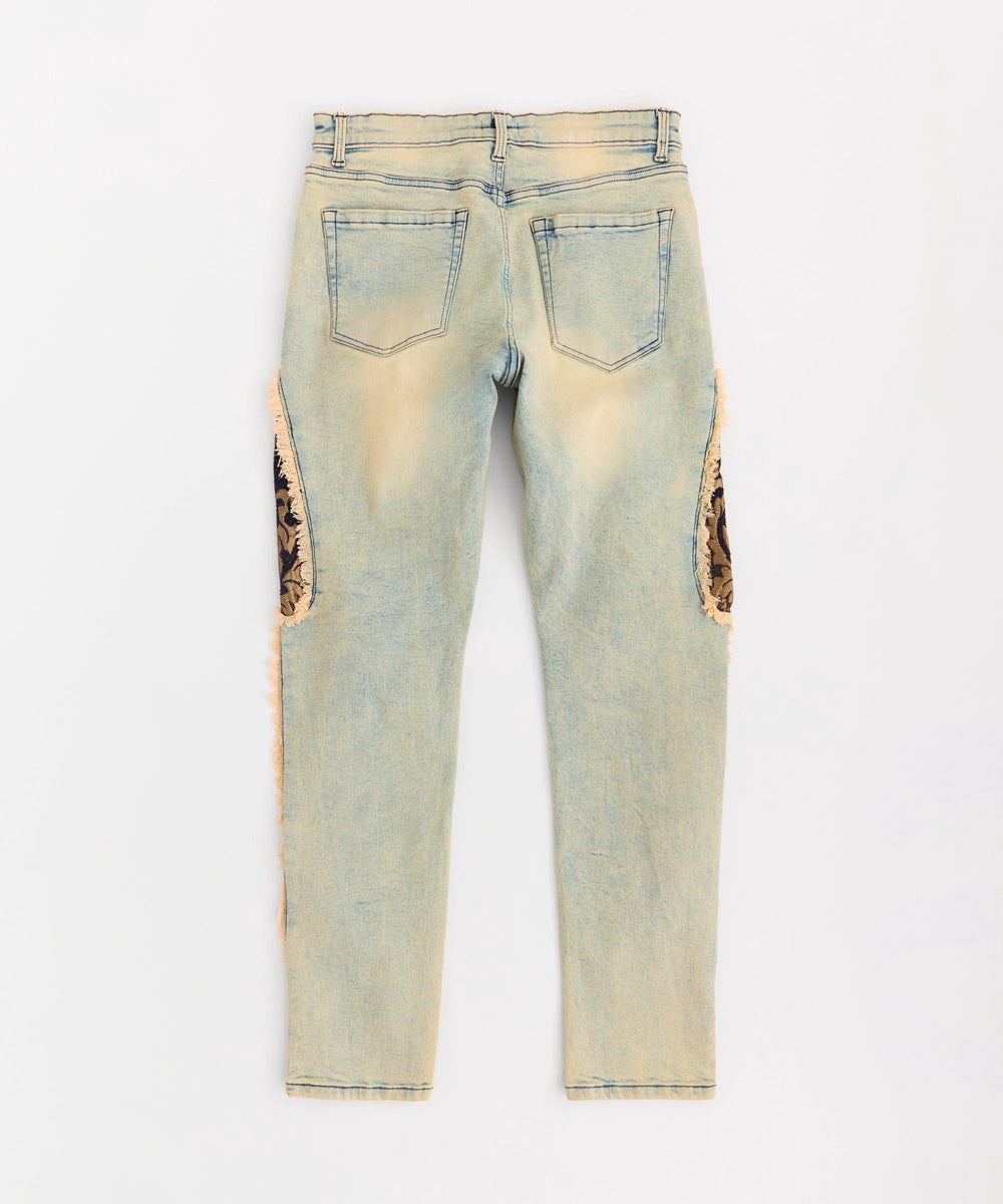  Reason Clothing Tapestry and Washed Denim Pants - Blue - BLUE - Bonton
