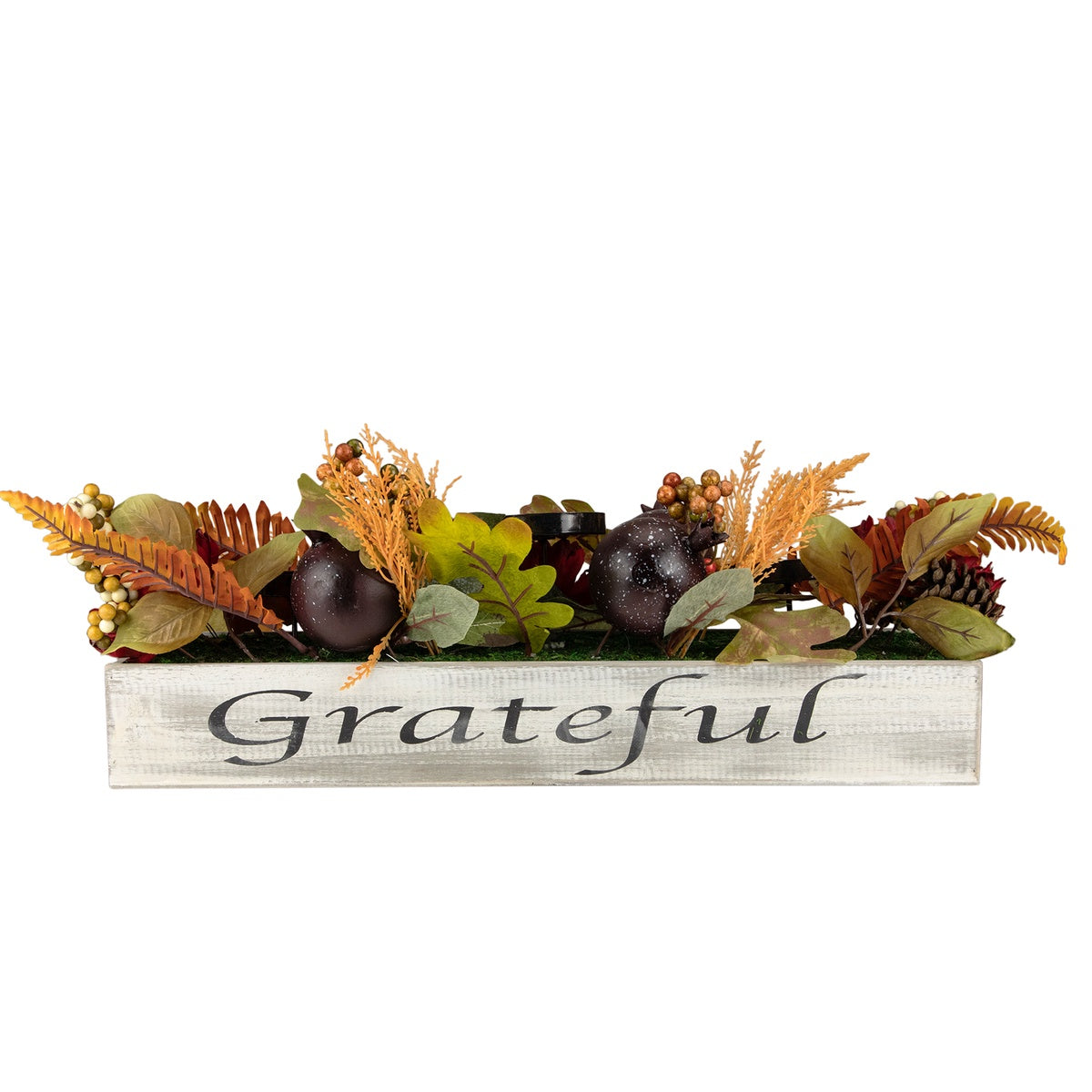  Northlight Autumn Harvest Triple Candle Holder in a Rustic Wooden Box Centerpiece - 24