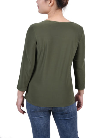 3/4 Sleeve Cutout Top