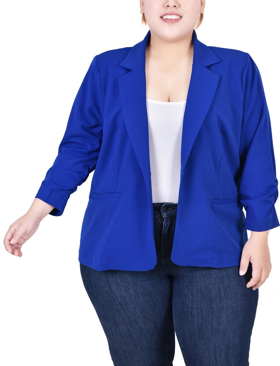  NY Collection Plus Size Long Sleeve Scuba Crepe Jacket - Azalea - Bonton