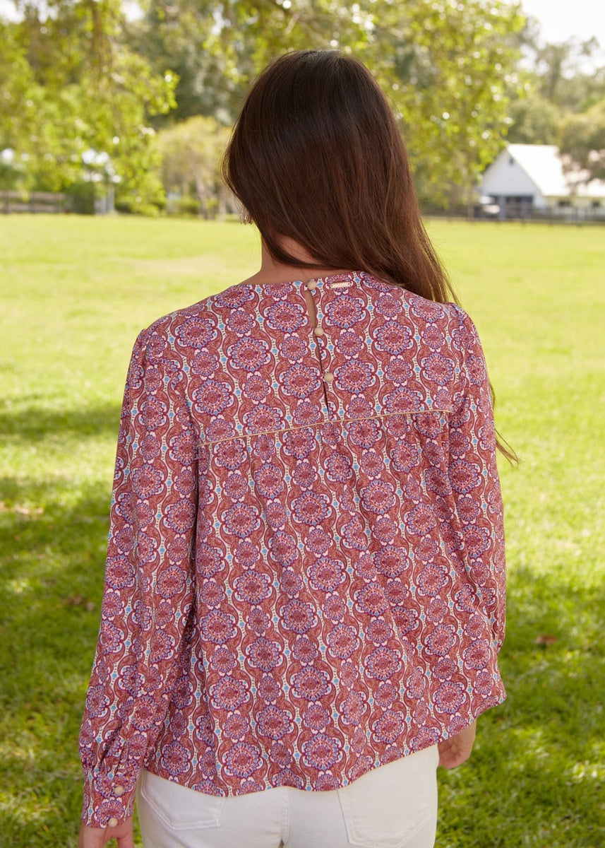  Cabana Life Camden Geo Long Sleeve Top - S - Bonton
