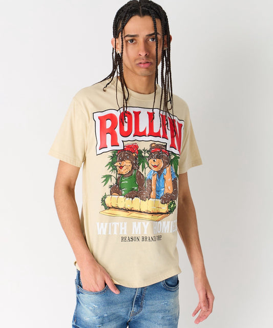 Cheech & Chong Rollin Homies Short Sleeve Tee - Khaki