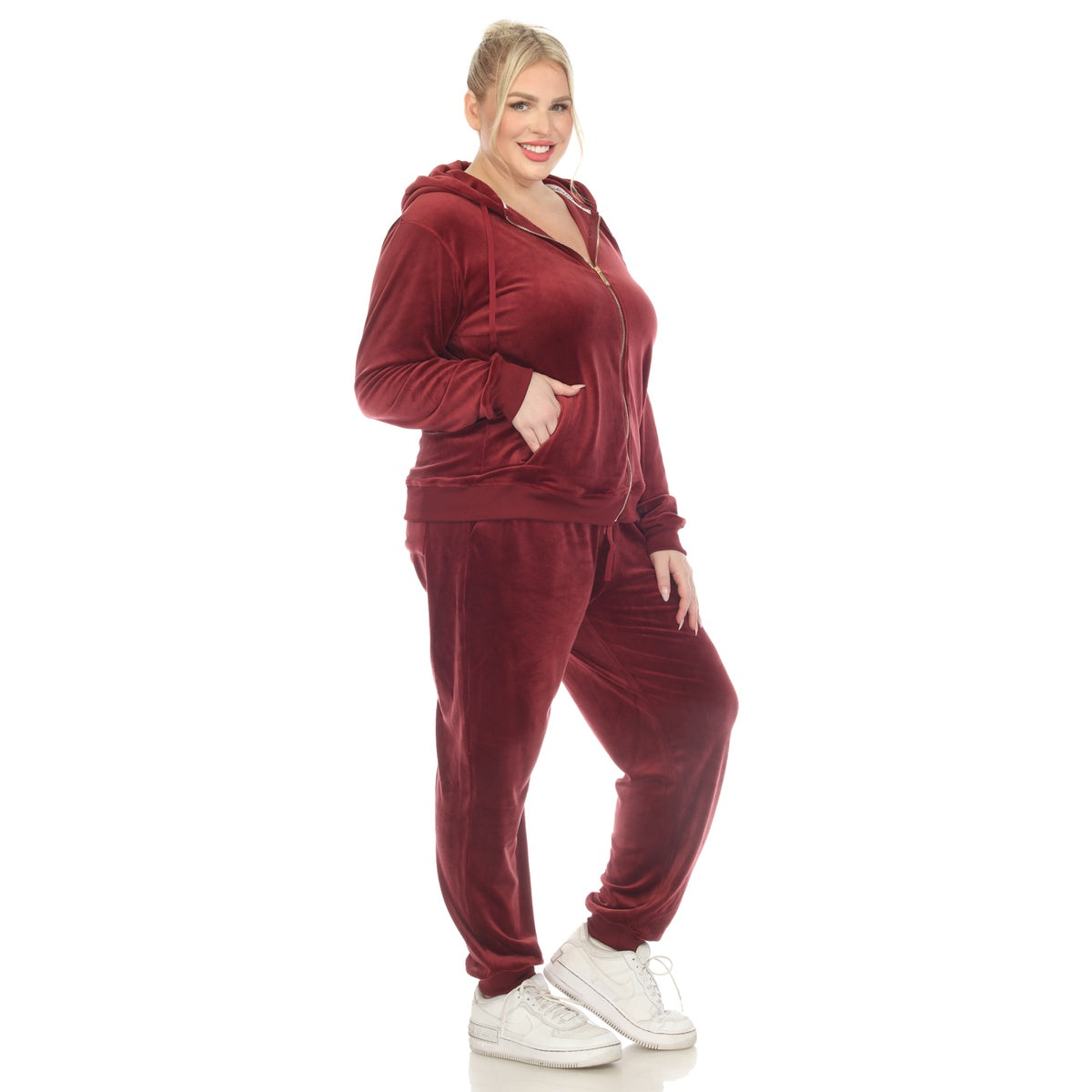  White Mark Plus Size 2 Piece Velour Tracksuit Set - 3X - Bonton