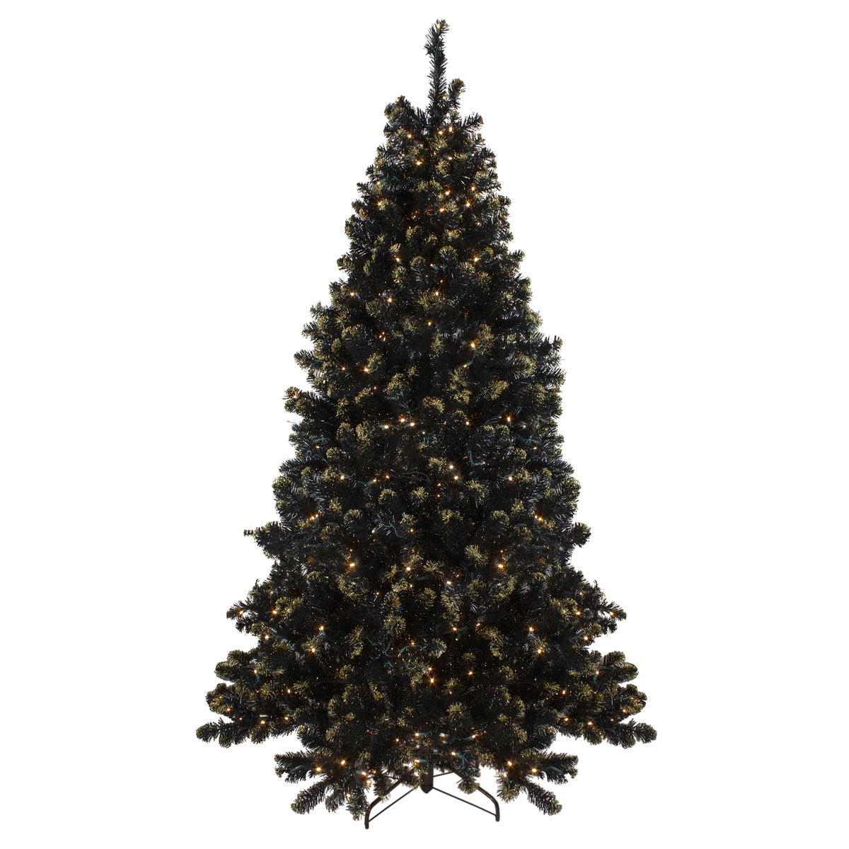  Northlight Pre-Lit LED Black Crystal Pine With Gold Glitter Artificial Christmas Tree - 7.5 Ft Clear Lights - Default Title - Bonton