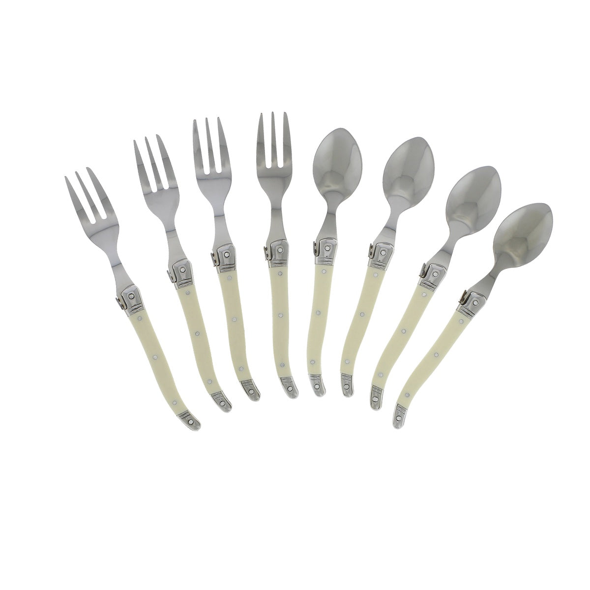  French Home Laguiole Cocktail or Dessert Spoons and Forks, Set of 8, Faux Ivory - Default Title - Bonton