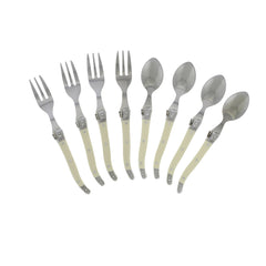 Laguiole Cocktail or Dessert Spoons and Forks, Set of 8, Faux Ivory