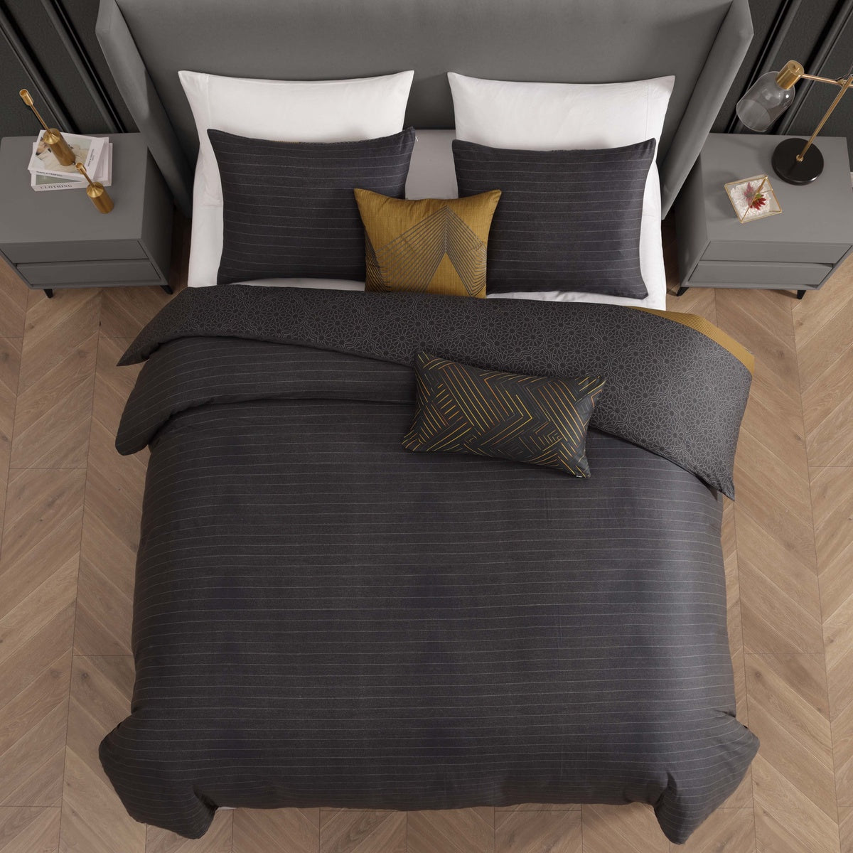  Bebejan Bebejan Golden Hex 5 Piece Reversible Comforter Set - QUEEN - Bonton