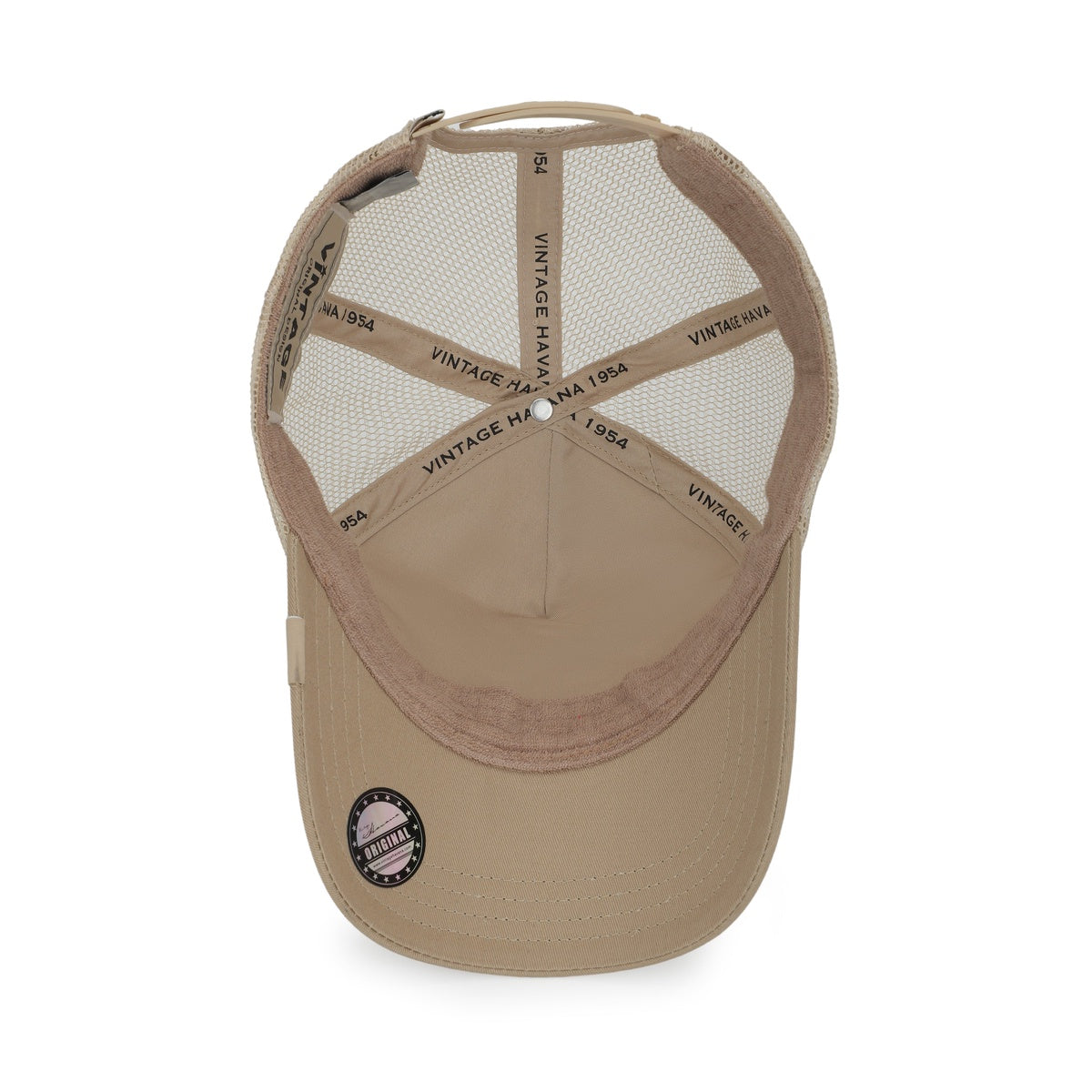  Vintage Havana Vintage Havana Trucker Hat for Women – Khaki Mesh & Canvas Adjustable Cap With Glitter Patch & Crocodile Star - Default Title - Bonton
