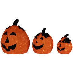 LED Lighted Jack O' Lantern Outdoor Halloween Decorations - Warm White - Set of 3