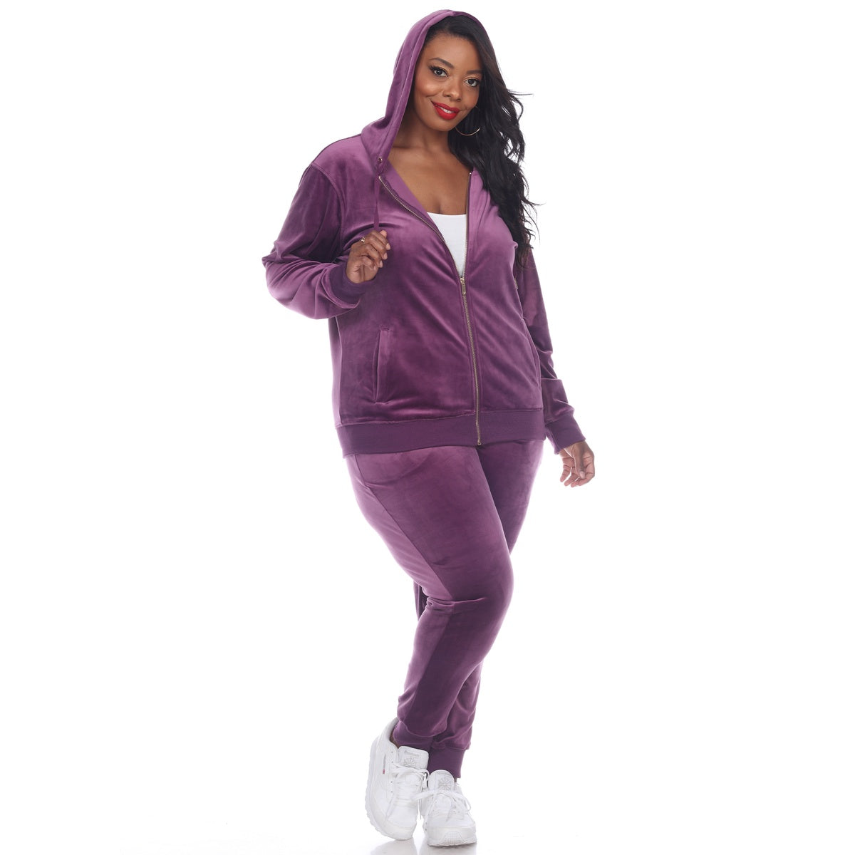  White Mark Plus Size 2 Piece Velour Tracksuit Set - 1X - Bonton