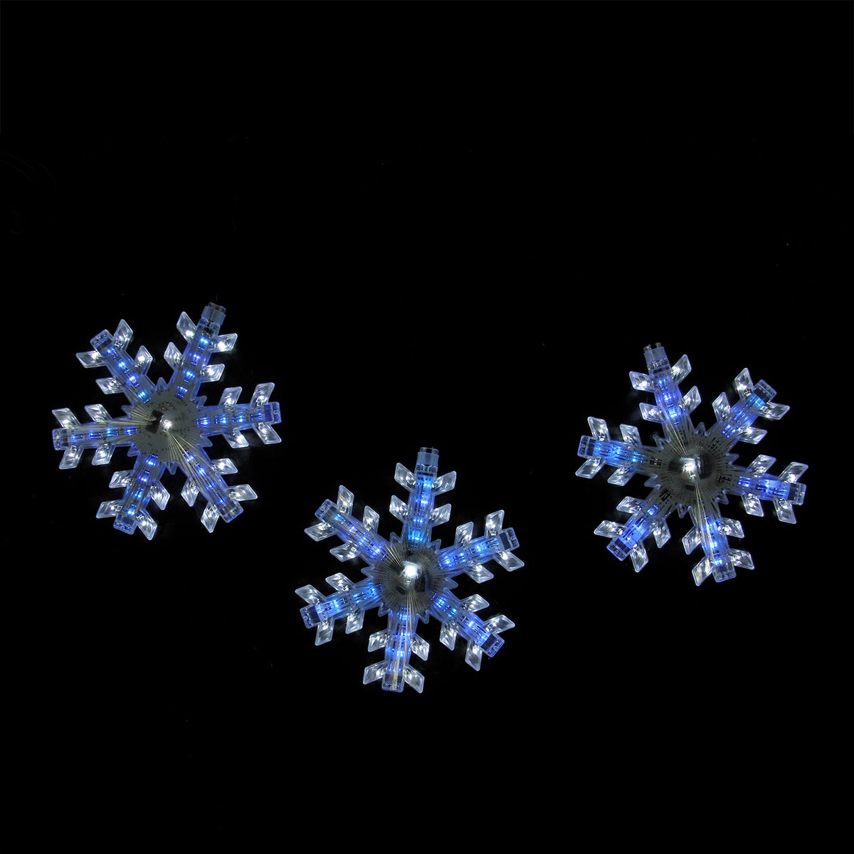  Northlight Set of 3 Cascading White and Blue Snowfall LED Snowflake Christmas Lights 25