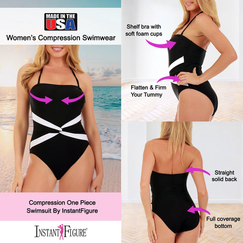 InstantFigure Contrast Twist Front One Piece Swimsuit 13559P